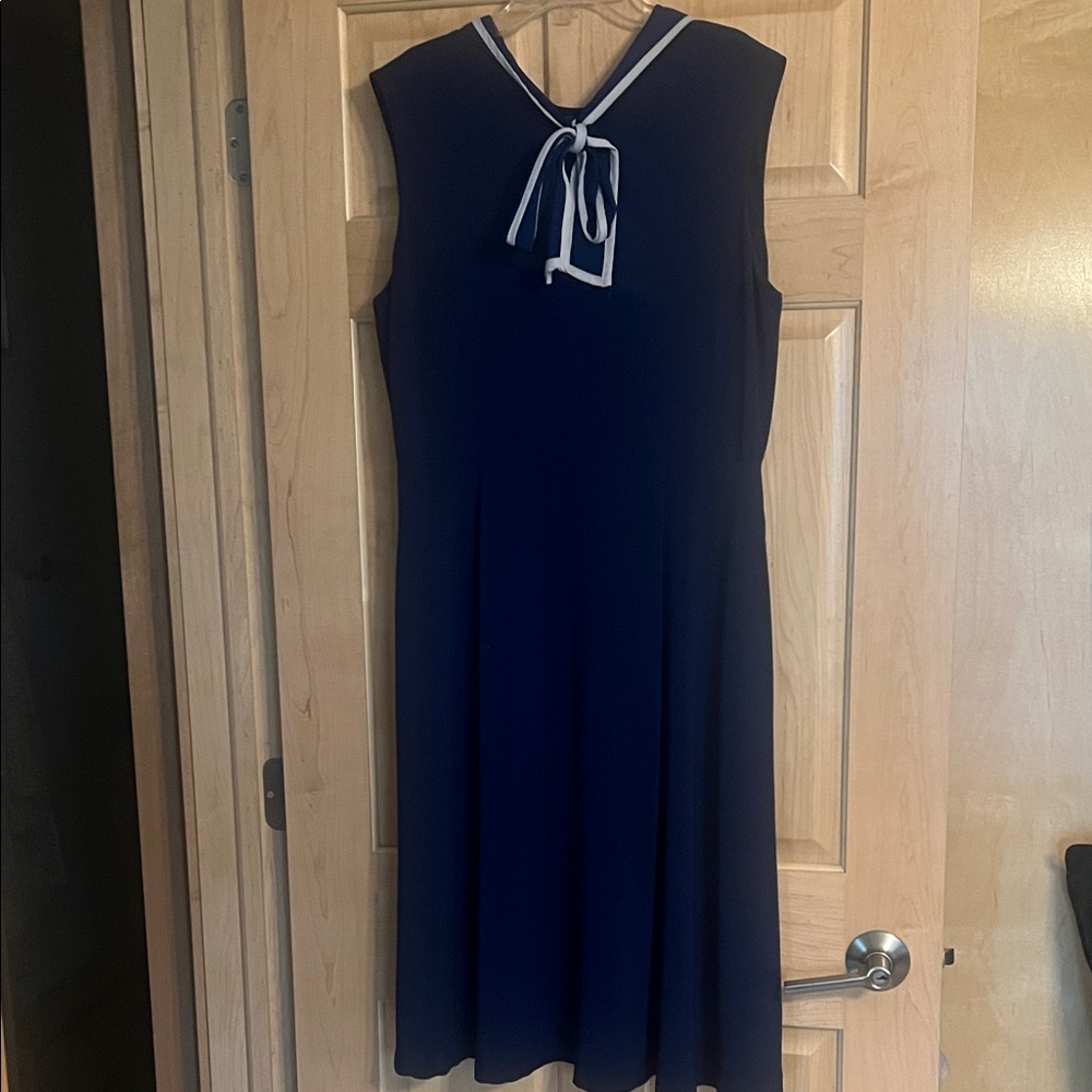 Alexia Admor Navy Blue Midi Dress with White Trim